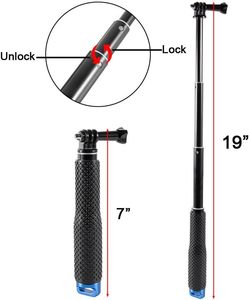 Perche à selfie télescopique extensible en aluminium léger (7-19 pouces) compatible avec Hero 11 10 9 8 7 6 5 4 3+ - Product Image 3