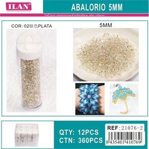 Perline placcate argento Ilan Abalorio da 5 mm per la creazione di gioielli, 12 pezzi per tubo - Product Image 1