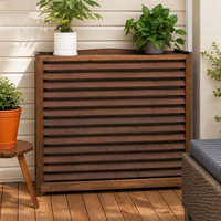 Cache-climatiseur extérieur en bois personnalisé avec design à persiennes, meuble de rangement décoratif pour unité de climatisation, pour jardin et terrasse