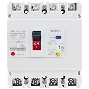 เท็นเก้น ทีจีเอ็ม1แอล 250L/4300B 250A เซอร์กิตเบรกเกอร์แบบขึ้นรูปพร้อมระบบป้องกันการรั่วไหลสำหรับป้องกันการโอเวอร์โหลด ลัดวงจร และการสูญหายของเฟส - Product Image 4