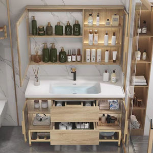 Wood color bathroom <b>cabinet</b> floor-standing waterproof washstand hand basin <b>cabinet</b> - Product Image 2