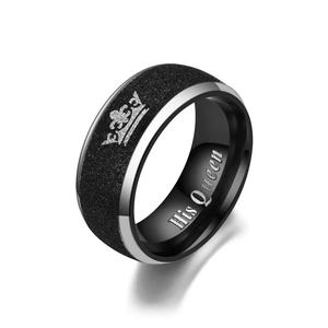 Grosir cincin pasangan King Queen baja tahan karat hitam, perhiasan modis untuk cincin janji Band pertunangan pernikahan-untuk hadiah pesta - Product Image 2