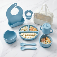Ensemble d'alimentation pour bébé à motif animal en silicone de qualité alimentaire et sac à couches pour 0-12 mois
