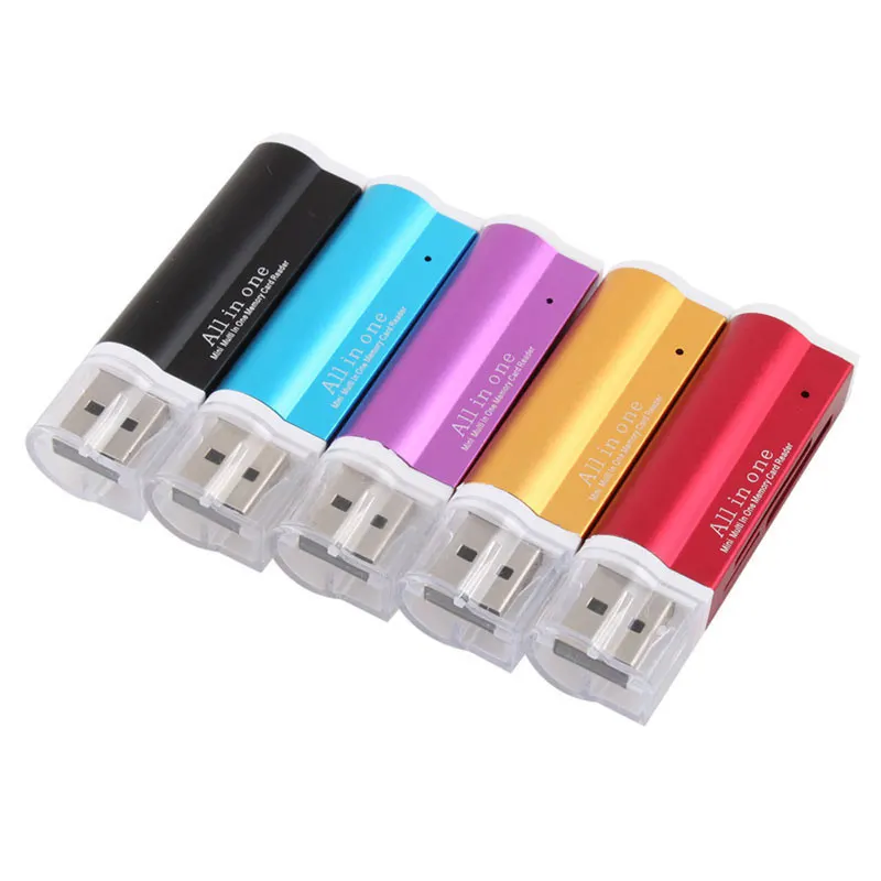 4 In 1 USB 2.0 multifunction Lighter Shaped Card Reader TF/Mirco SD Memory USB Reader Type C OTG Flash Drive aluminium Adapter