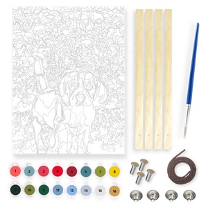 ชุดวาดภาพระบายสีตามตัวเลขสำหรับเด็ก พร้อมกรอบไม้ ผ้าใบ และสีอะคริลิค ของเล่นเสริมพัฒนาการ - Product Image 3