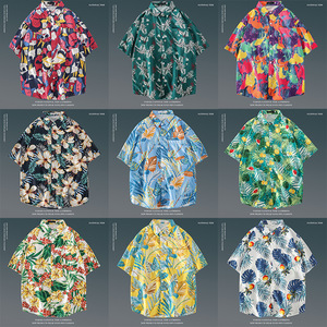 Camicia <span class=keywords><strong>in</strong></span> slip floreale a maniche corte Casual da <span class=keywords><strong>uomo</strong></span> donna Instagram ispirato al Look da spiaggia hawaiano largo retrò per coppie - Product Image 4