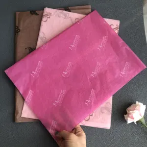 pink color wrapping tissue paper with custom logo design print with 17g /22g/30g for clothing/gift /jewelry /shoes packing