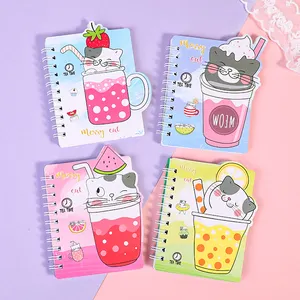 WEIBO – Mini bloc-notes Portable en spirale, tasse à thé série chat, bloc-notes de dessin animé pour enfants, vente en gros