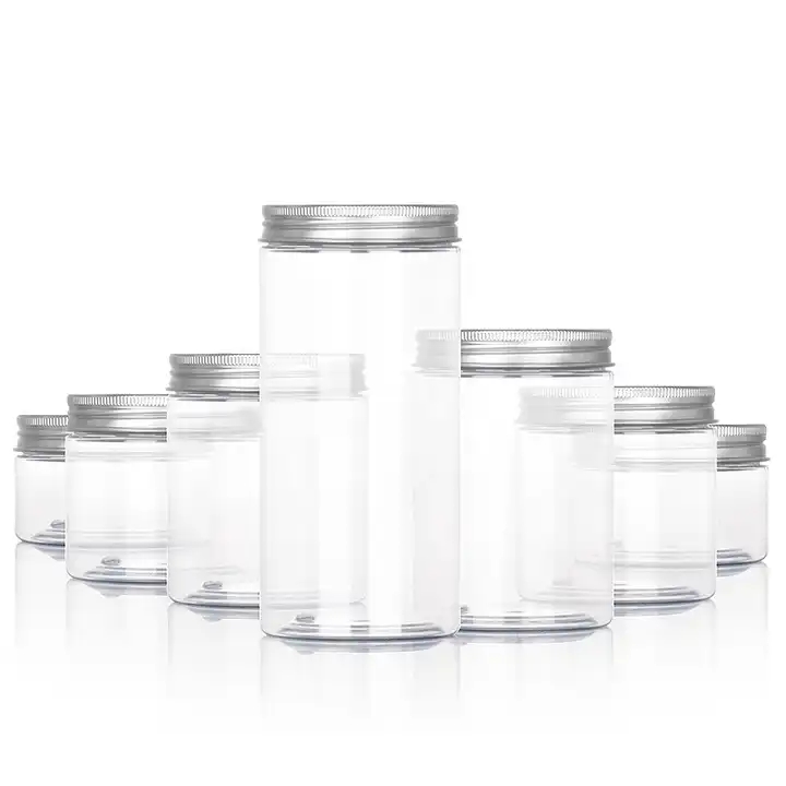 Wholesale 50-500ml PET Transparent Wide Mouth Plastic Jars With Lids Skin Care Cream Empty Jars for Lotions and Creams
