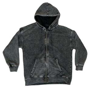 Wholesale Stone Wash Zip up Hoodie Screen Print Plain <b>French</b> Terry Organic Cotton Men's Hoodies - Product Image 1