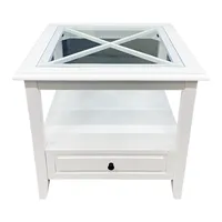 Table d'appoint en verre de 60 cm avec tiroir - Table d'appoint moderne pour la maison (blanc/noir/personnalisé)