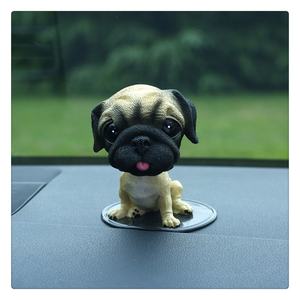 Figura de Perro de Resina, <span class=keywords><strong>Mini</strong></span> Estatua de Perro, Cabeza Móvil de Bulldog, Adorno para el Tablero del Coche, Figura de Acción, Novedad 2023 - Product Image 5