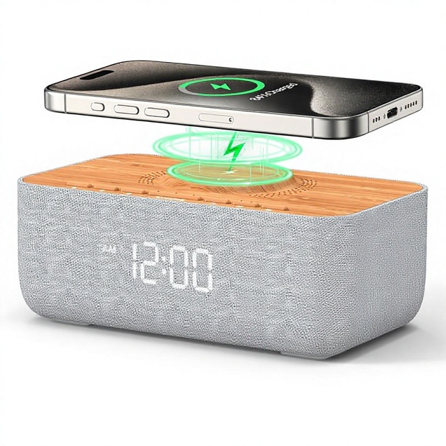 15W Fast Magnetic Wireless Charging Alarm Clock White Noise Machine 20 High-Fidelity Sounds Gradual Wake Adjustable