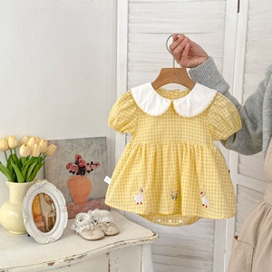 Nuevo Pelele de Algodón para Bebé Niña Verano 2026, con Estampado a Cuadros Fresco, Lindo y Bordado, con Botones Ocultos, Mono Enterizo para Gatear - Product Image 2