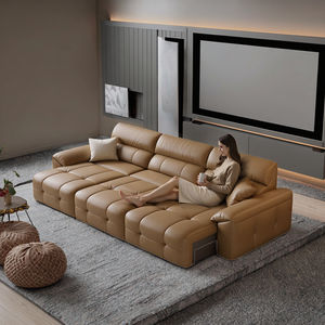 Ensemble <span class=keywords><strong>de</strong></span> canapés d'hôtel extensibles intelligents sans dégagement mural en cuir véritable motorisé sectionnel fonctionnel dormeur grand canapé-lit salon - Product Image 3