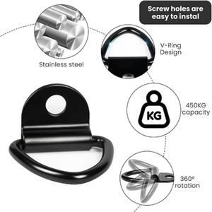 Ancres d'arrimage de cargaison Boulon à anneau en V sur remorque Camions Pickups <span class=keywords><strong>Vans</strong></span> Montage encastré en forme de D Crochet d'arrimage pour remorques RV Bateaux - Product Image 5