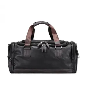 Große Kapazität Hochwertige schwarze wasserdichte Reisetasche Maletas Viaje Ledertaschen Blank Travel Weekender Bag für Männer