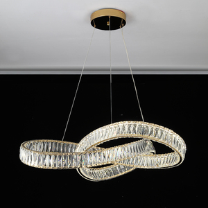 Per MEEROSEE MD98043 lampadario LED regolabile in altezza incrociato 2 anelli con <span class=keywords><strong>sospensione</strong></span> di cristallo per soggiorno o <span class=keywords><strong>camera</strong></span> <span class=keywords><strong>da</strong></span> <span class=keywords><strong>letto</strong></span> - Product Image 2