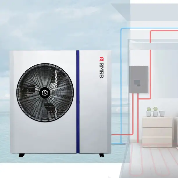 RMRB bölünmüş DC Inverter hava kaynaklı ısı pompası SU ISITICI R32 R410a 10KW 12KW ev isıtma soğutma sıcak su klima