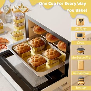 180ml 6oz 10 Oz Mini Loaf Pan Gold Cake Molds Aluminum <b>Foil</b> Baking Cup Bakery Square <b>Foil</b> <b>Containers</b> With Lid - Product Image 3