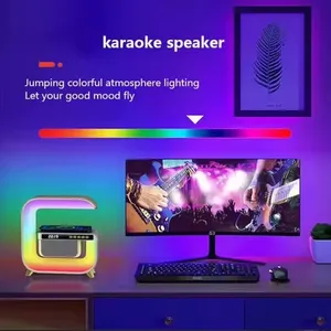 Support de chargeur d'enceinte sans fil avec <span class=keywords><strong>radio</strong></span> FM, lecteur de carte TF, veilleuse RGB, réveil et station de charge rapide, enceinte intelligente pour <span class=keywords><strong>iPhone</strong></span> Samsung - Product Image 1