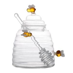 Sáng Tạo Dễ Thương Tổ Ong Mật Ong Jar Hộ Gia Đình Rõ Ràng Glass Bee Jar Với Nắp Cao Borosilicate Thủy Tinh Khuấy Stick Mật Ong Container - Product Image 5