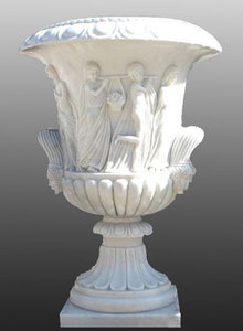Intaglio a mano grande vaso di fiori in marmo fioriera decorazione <span class=keywords><strong>giardino</strong></span> per la casa scultura con uva e colonna romana in pietra prodotto da <span class=keywords><strong>giardino</strong></span> - Product Image 6
