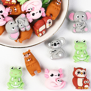 New Silicone Cartoon 3D Beads Cute Animal Mom 3D Beaded Jewelry DIY Accessories Bulk Pack - Product Image 1