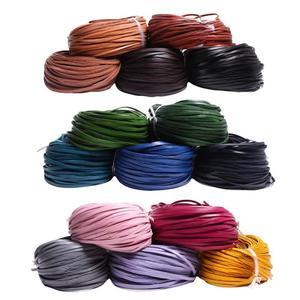 Cuerda gruesa de piel de vaca genuina con superficie pintada, capa superior de color, tira plana de piel de vaca, material tejido a mano DIY - Product Image 3