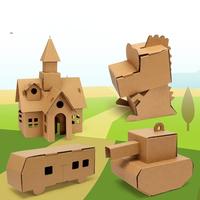 Yuglow Maisonnette en Carton DIY pour Enfants – Modèle à Assembler et Peindre – Jouet Artisanal pour la Maternelle – Cadeau Artistique pour Enfants