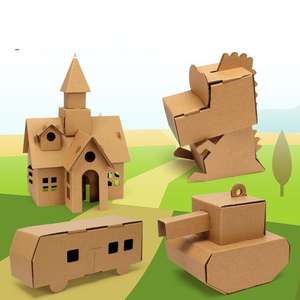 Yuglow Maisonnette en <span class=keywords><strong>Carton</strong></span> DIY pour Enfants – Modèle à Assembler et Peindre – Jouet Artisanal pour la Maternelle – Cadeau Artistique pour Enfants - Product Image 3