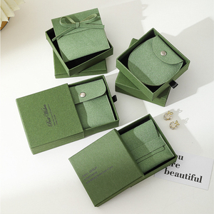 Bán Buôn Màu Xanh Lá Cây Cứng Tông Đồ Trang Sức Bao Bì Nhẫn Cưới Bao Bì Hộp Vòng Đeo Tay Sang Trọng Vòng Cổ Ngăn Kéo Hộp Đồ Trang Sức - Product Image 4