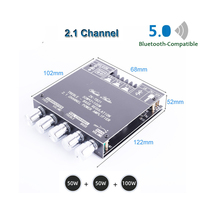 2x50W + 100W carte amplificateur de caisson de basses 2.1 canaux Compatible Blt Audio stéréo ampli Treble Bass Control DIY haut-parleur