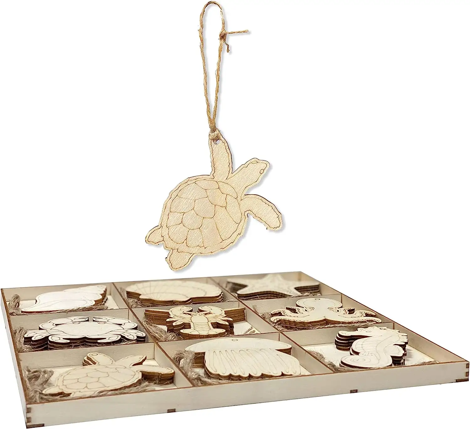 Decoración de madera para manualidades, recortes de animales de mar, Océano, sin terminar, precio barato