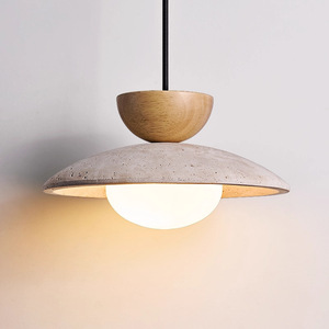 Luminaire suspendu vintage en bois de noyer UFO, style rétro Wabi Sabi, pour chambre à coucher, salle à manger - Product Image 3