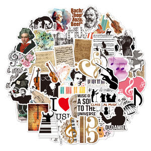 Músico Beethoven <span class=keywords><strong>Bach</strong></span> Mozart retrato instrumento guitarra piano música puntuación clásica pegatina - Product Image 1