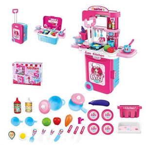 2022 Children Food Toy Pretend <b>Play</b> <b>Kitchen</b> Breakfast Suitcase Set <b>Plastic</b> Children House Roll <b>Play</b> Pretend - Product Image 3