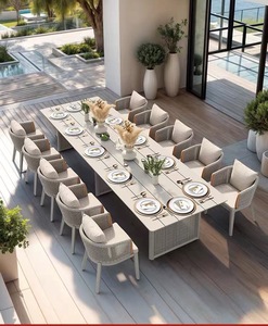 Meubles <span class=keywords><strong>de</strong></span> <span class=keywords><strong>jardin</strong></span> <span class=keywords><strong>en</strong></span> <span class=keywords><strong>aluminium</strong></span> modernes et durables pour l'extérieur, ensemble <span class=keywords><strong>de</strong></span> salle à manger <span class=keywords><strong>en</strong></span> corde tressée pour 6-8-10-12-14-16 personnes, table et chaises pour usage hôtelier - Product Image 1