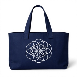 Sac fourre-tout pour femme de qualité supérieure, 100% coton, double poignée, logo personnalisé, grand format, pour week-end, plage, shopping - Product Image 1