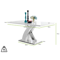 Ensemble de table à manger carrée extensible 6 places de style nordique avec plateau en MDF et cadre chromé, meubles de luxe pour la maison