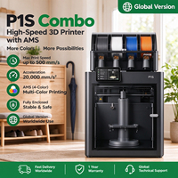 P1s Bamboo Lab Compact 1000mm/s Printer 3D Kecepatan Tinggi untuk Prototipe, Layar LCD Multiwarna, USB, Garansi 1 Tahun, Cetak Cepat PLA, Otomatis