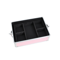 Valise de maquillage classique en aluminium et ABS, grande capacité, avec doublure en velours et serrure métallique pour artistes