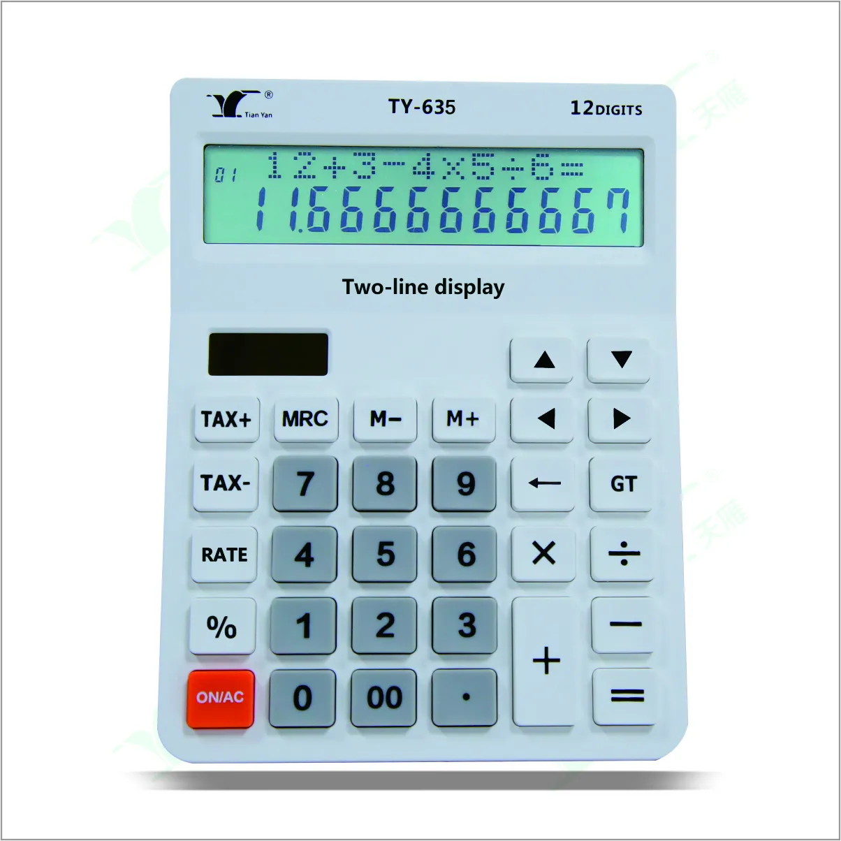 Kalkulator fungsi pajak meja tampilan 2 garis baterai dan kalkulator Desktop daya ganda surya