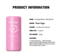 Fard à joues et teinte à lèvres hydratants à texture gelée avec logo personnalisé, double usage, légers, non collants, longue tenue, résistants à l'eau, marque privée