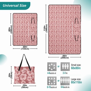 60X80in Hawaii Hibiscus Flowers Oversized Custom Design Quilted Foldable Camping Blankets Outdoor Portable Picnic <b>Mat</b> Handbag - Product Image 3