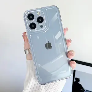 Casing ponsel Gel silikon transparan 1.4 MM, casing pelindung ponsel lunak TPU Anti guncangan untuk iPhone 15 Pro