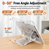 Support de lecture multifonctionnel en acrylique pour bureau, support de livre réglable, support de lecture mains libres pour livres, iPad, tablette