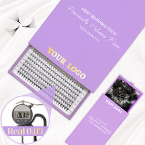 Ventilateurs préfabriqués personnalisés de 0.03mm <span class=keywords><strong>10D</strong></span> 12D 14D à 20D <span class=keywords><strong>Cils</strong></span> .03 Promade Lash Fans Loose 8mm à 17mm Pre-Made Cashmere Lash Trays 0.03 - Product Image 1