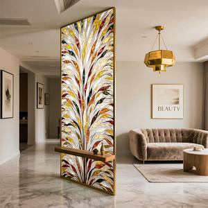 Paravent artistique en verre émaillé fait main sur mesure, du sol au <span class=keywords><strong>plafond</strong></span>, avec cadre métallique pour projets de design d'hôtels, villas et clubs - Product Image 6