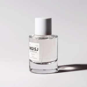 Cilindro de tapa blanca mate de 50ml de ancho Perfumería En stock Botella de perfume de vidrio de niebla larga de calidad - Product Image 1